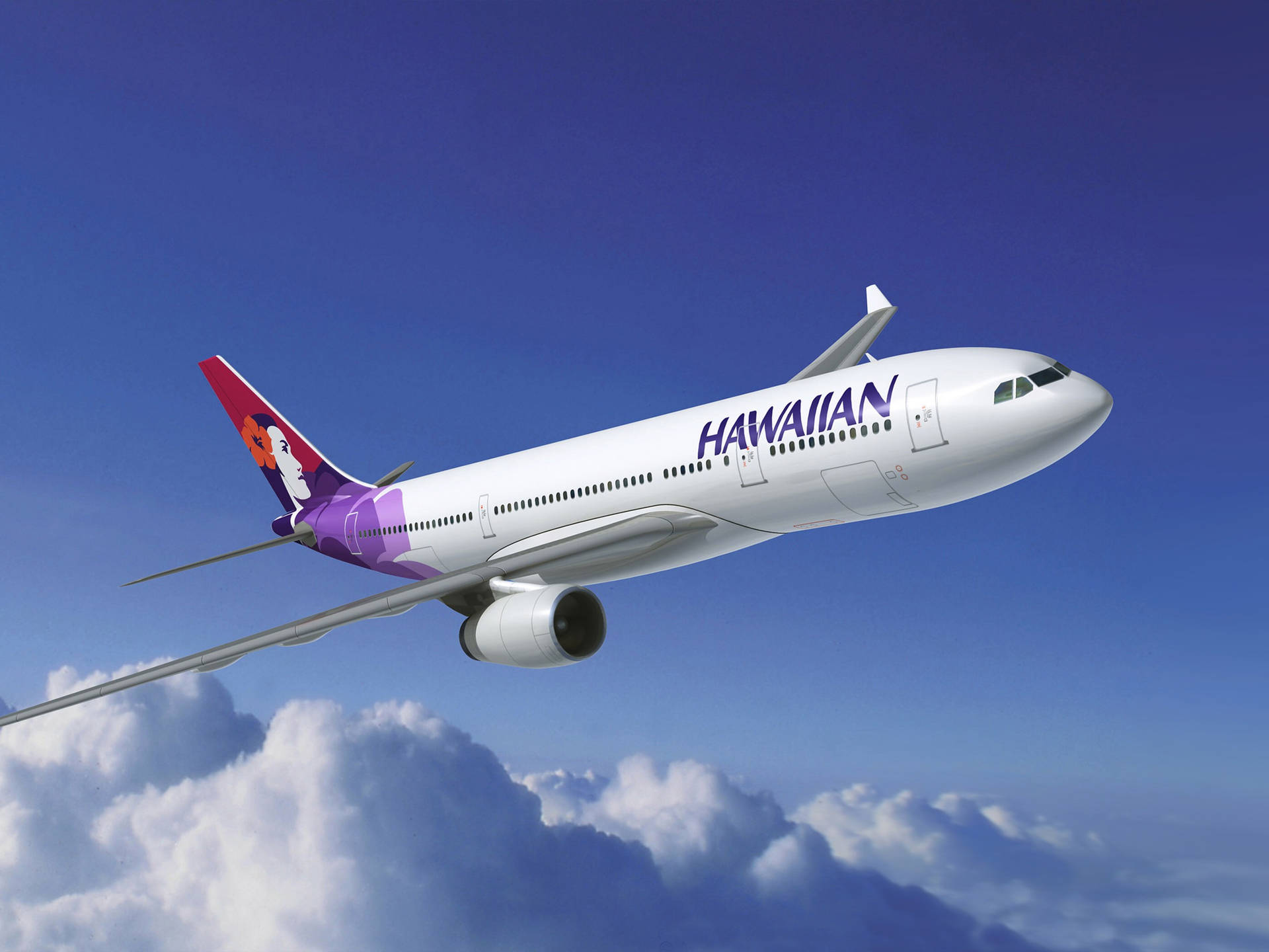 Hawaiian Airlines Plane Flying Background