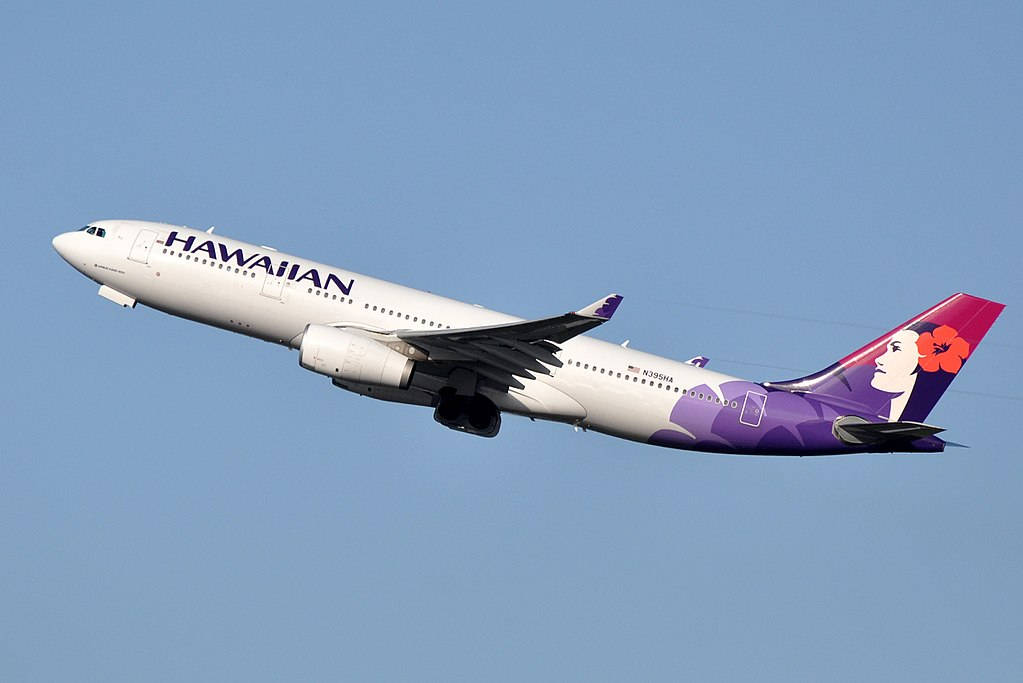 Hawaiian Airlines Plane Gaining Altitude Background