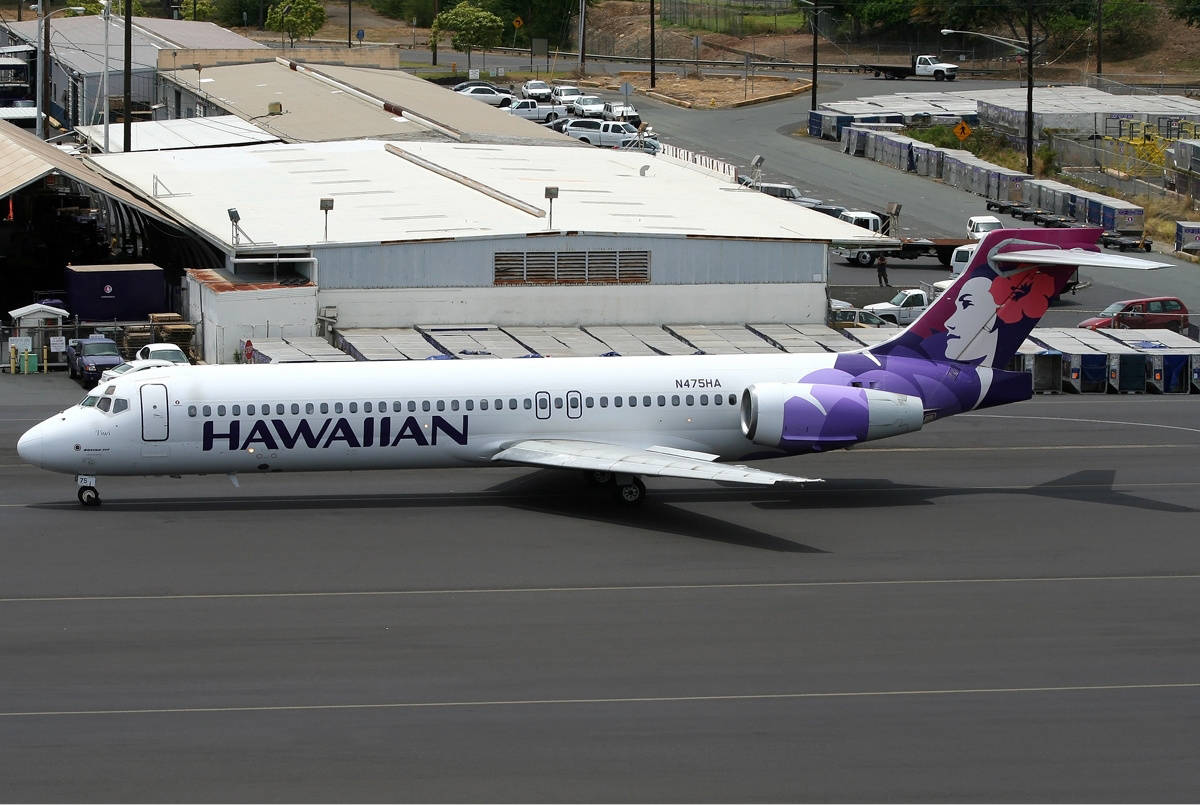 Hawaiian Airlines Plane On Cemented Tarmac Background