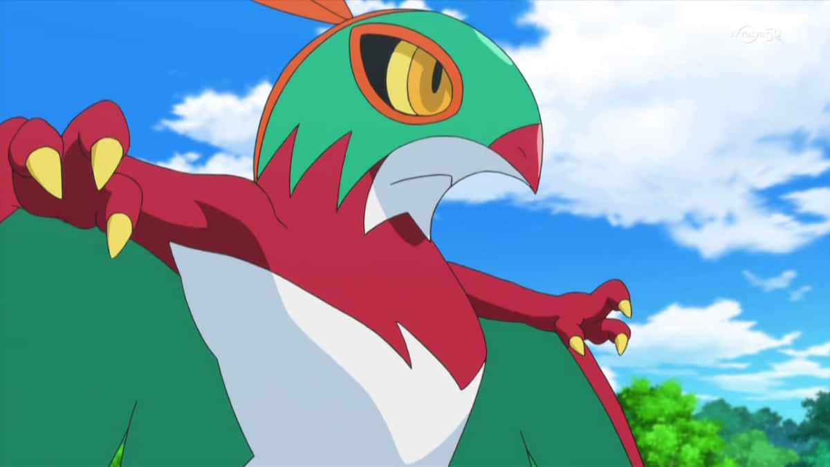 Hawlucha Blue Cloudy Sky Background