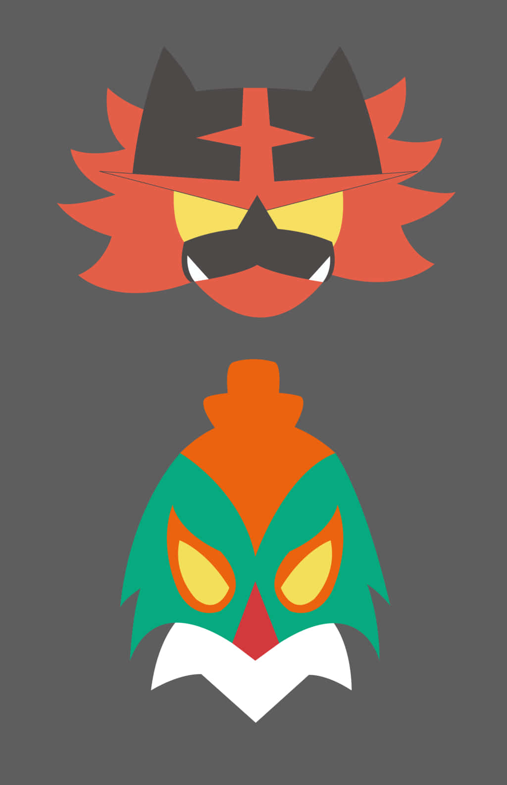 Hawlucha Incineroar Heads Background