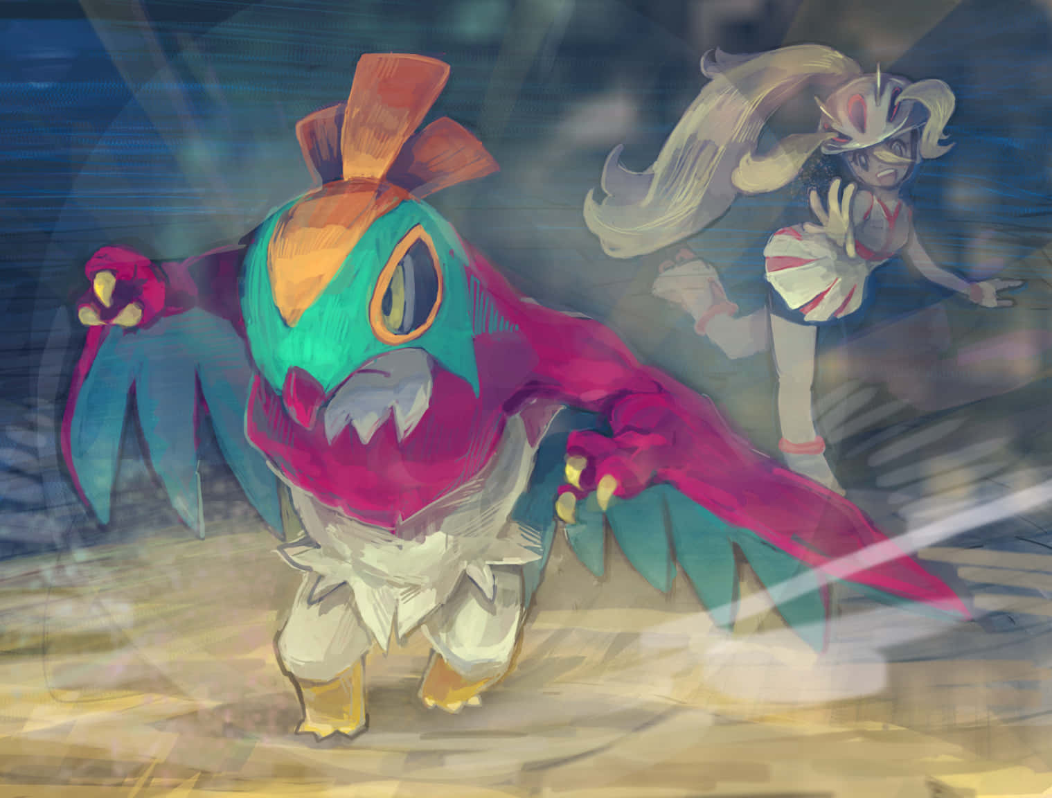 Hawlucha With Korrina Background