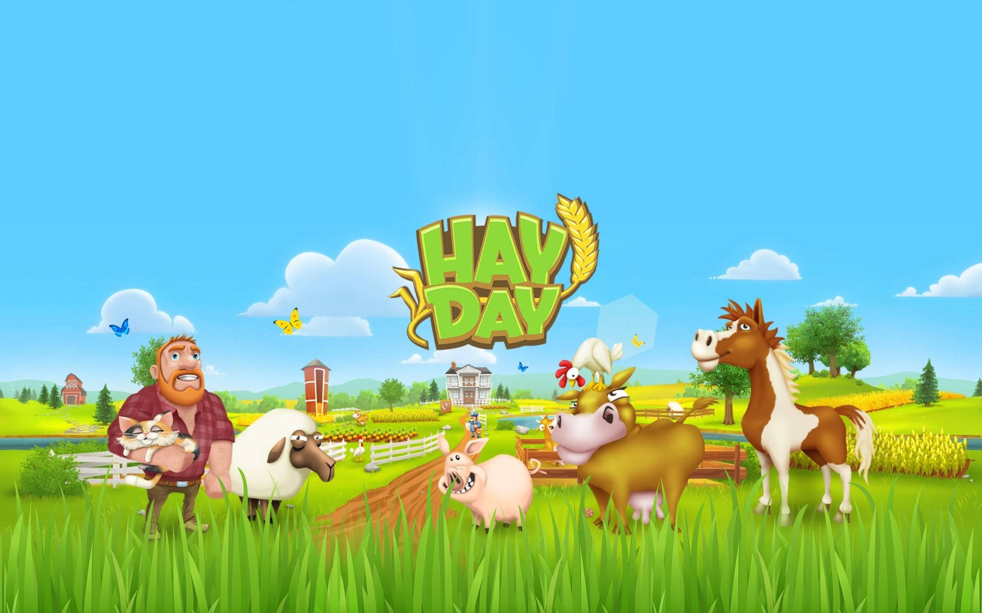 Hay Day Greg And Farm Animals Background