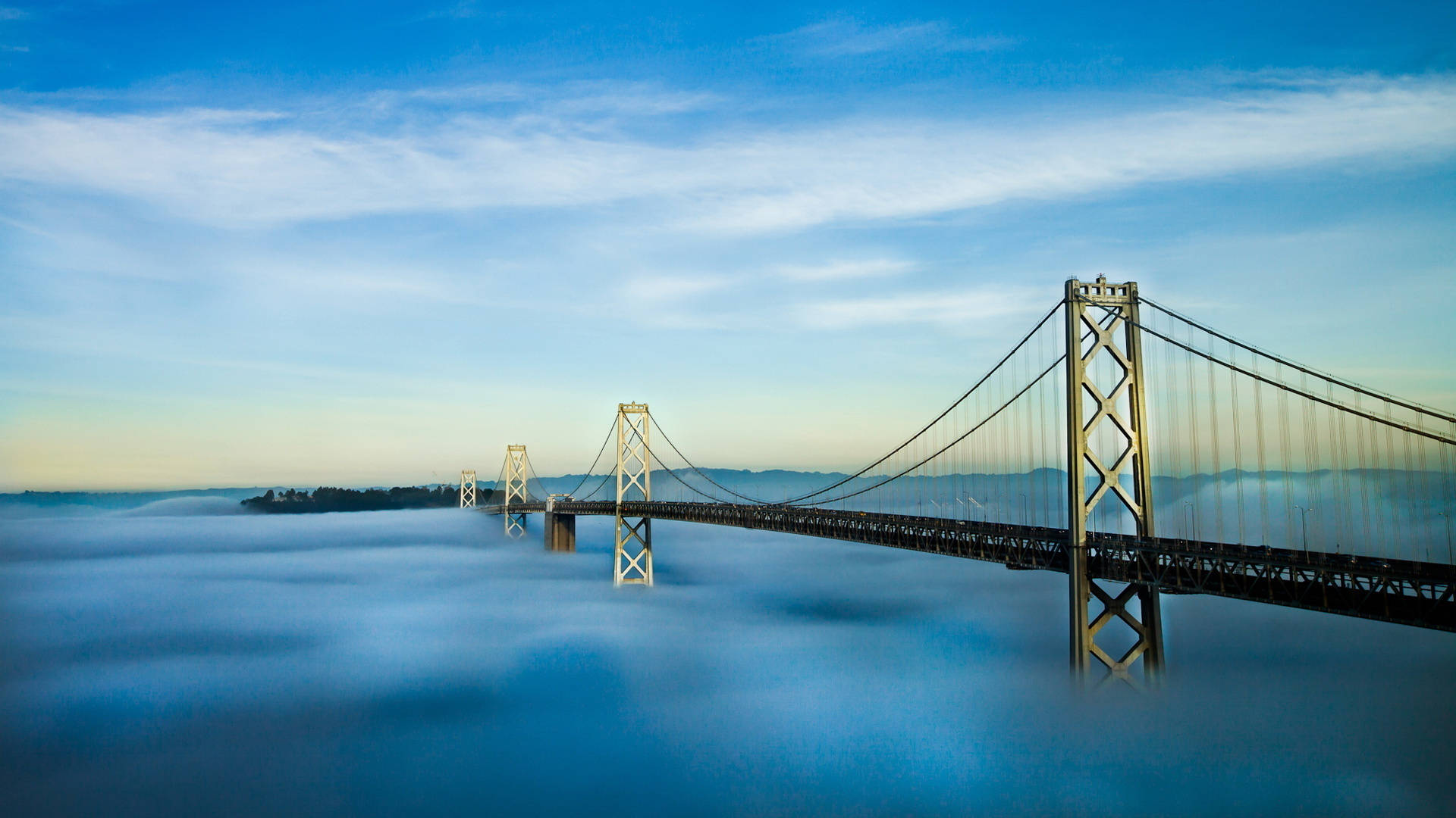 Hazy Bay Bridge San Francisco Photography Background