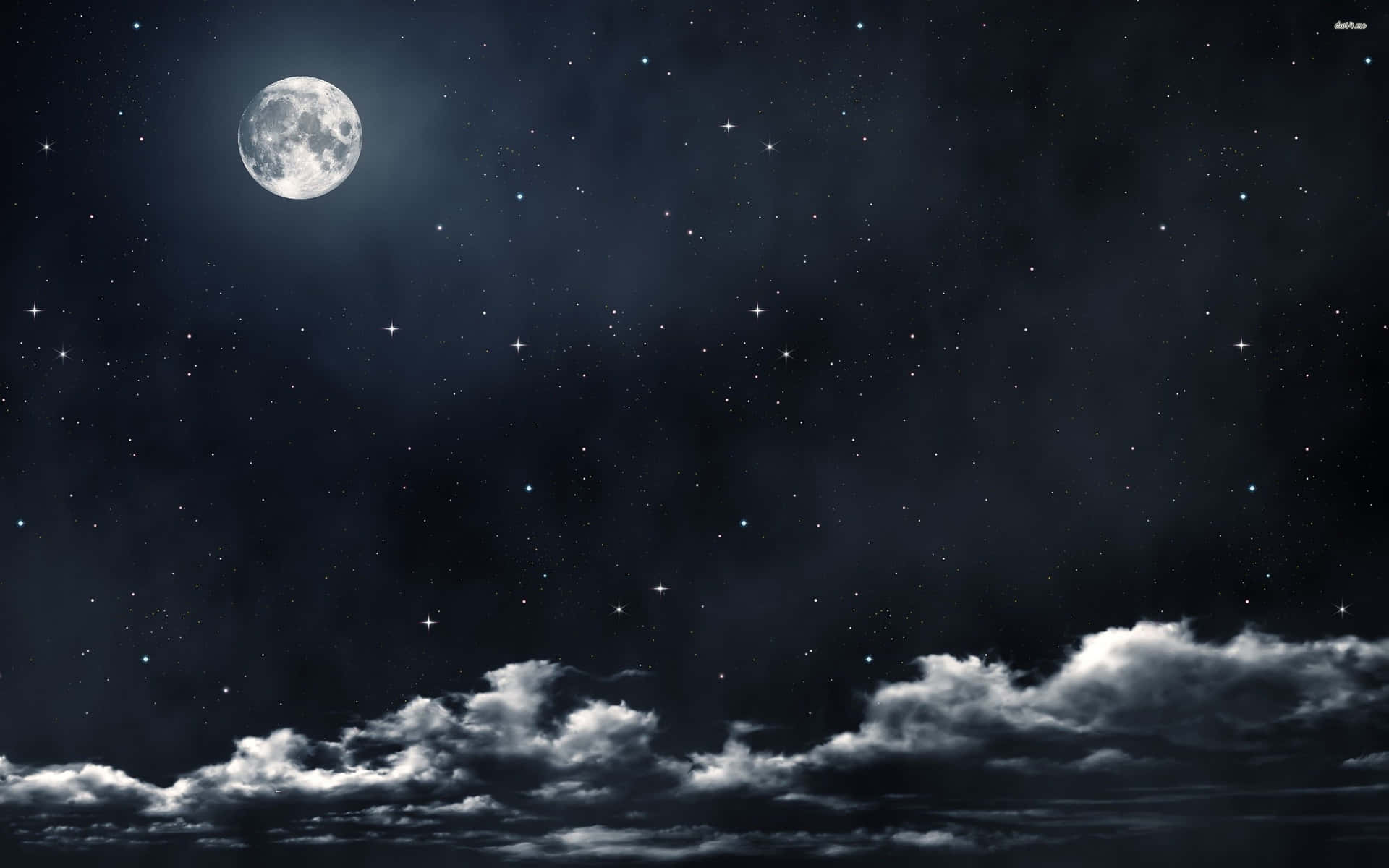 Hazy Dark Starry Night Sky Moon Background