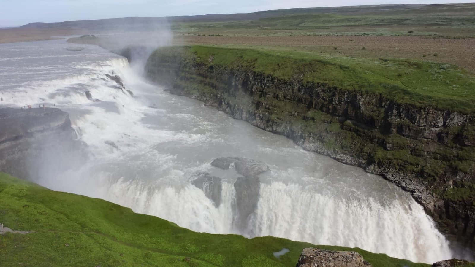 Hazy Gullfoss Waterfall In Southwest Iceland Background