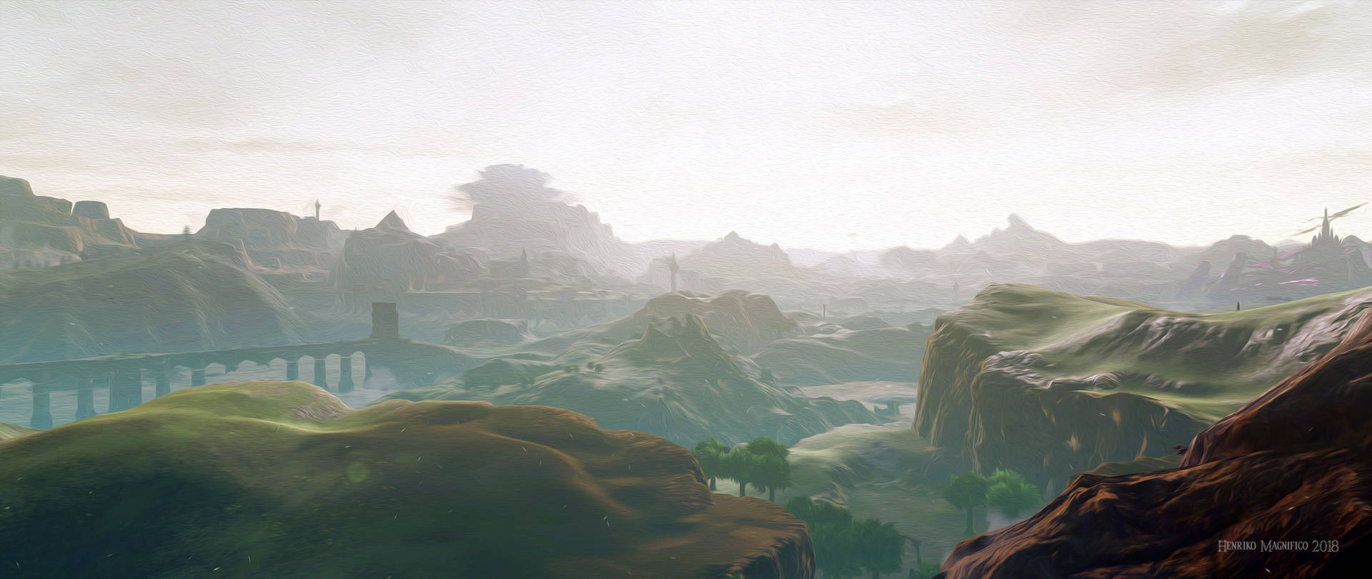 Hd Aesthetic Landscape In Breath Of The Wild Background