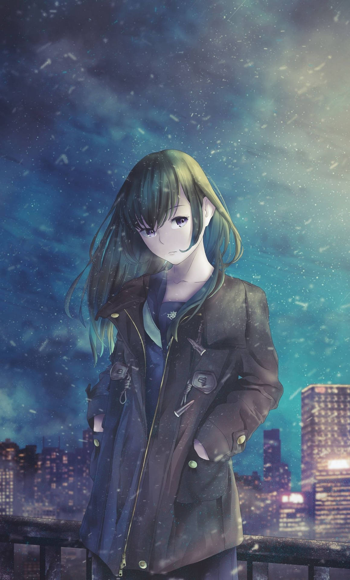 Hd Anime Phone Girl In The Rain Background