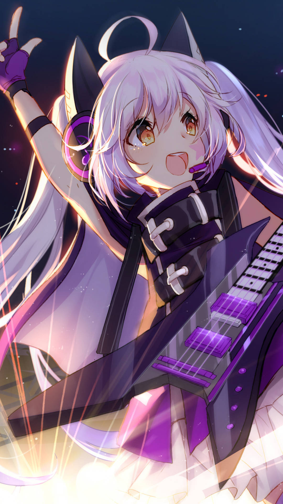 Hd Anime Phone Girl Playing Electric Guitar Background