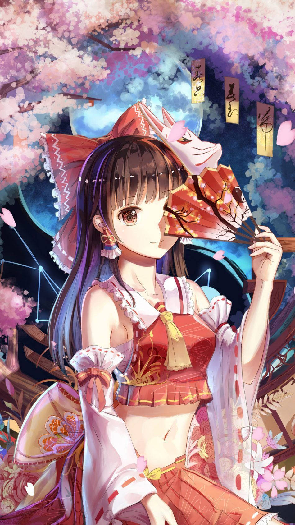 Hd Anime Phone Girl With Traditional Outfit Background