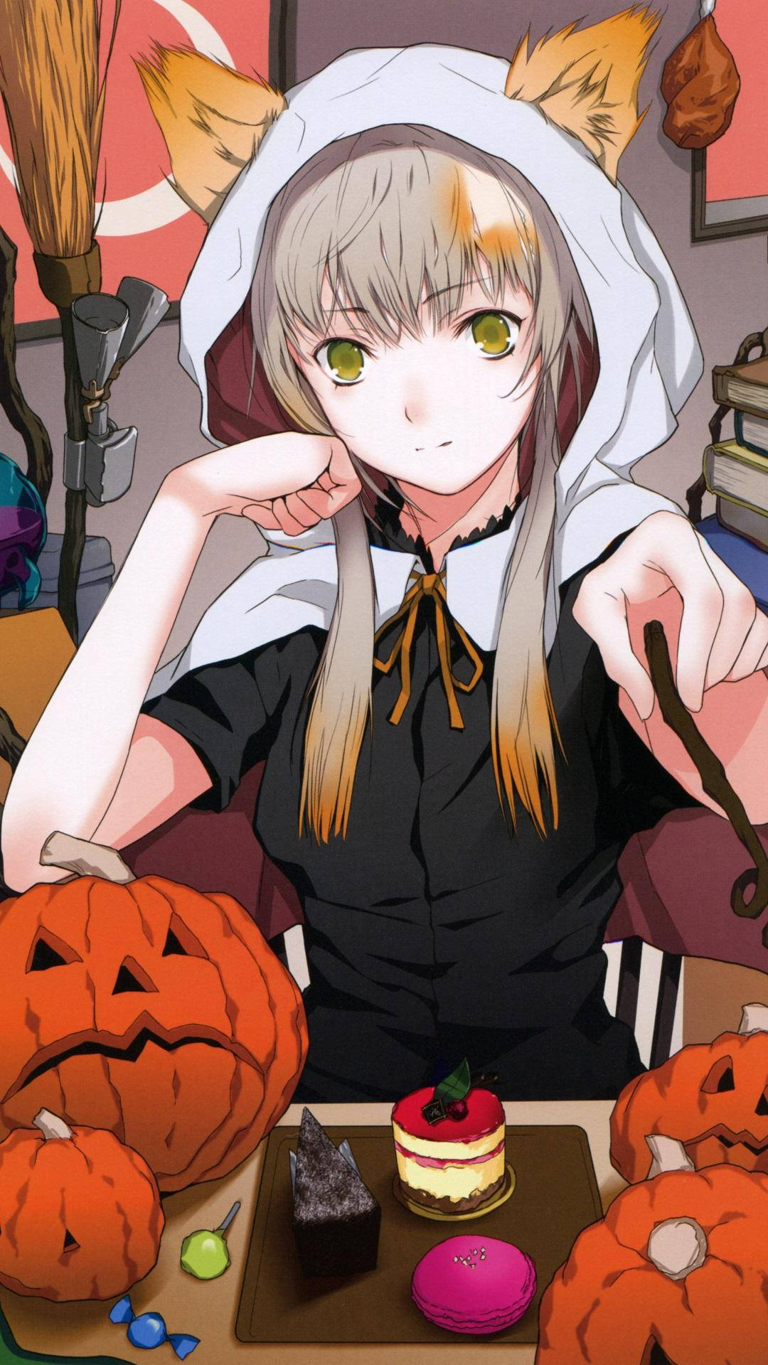 Hd Anime Phone Halloween Girl Eating Cake