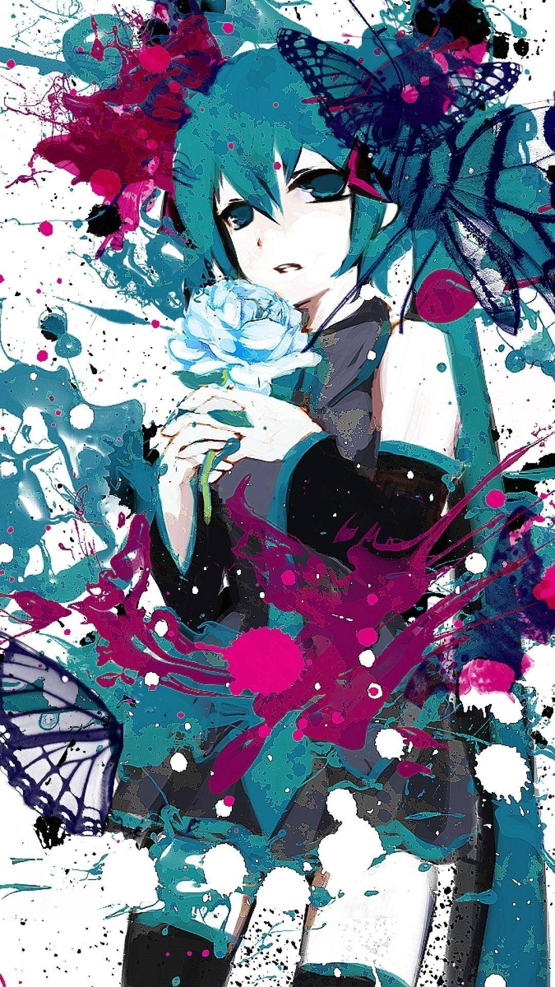 Hd Anime Phone Hatsune Miku With Rose Background