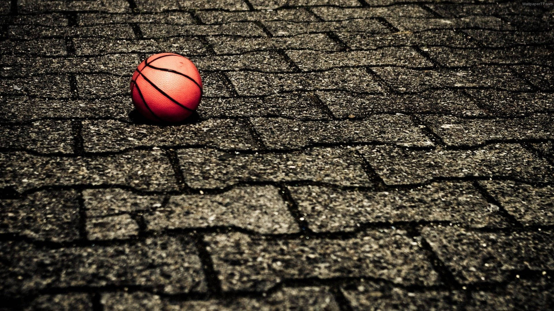 Hd Basketball Ball In Brick Ground Background