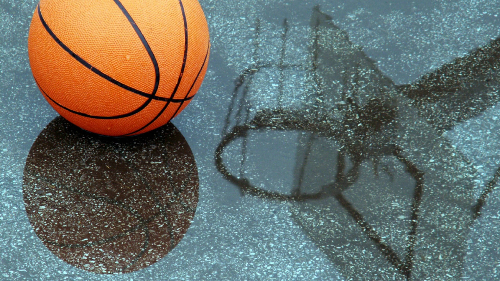 Hd Basketball Ball In Wet Ground Background