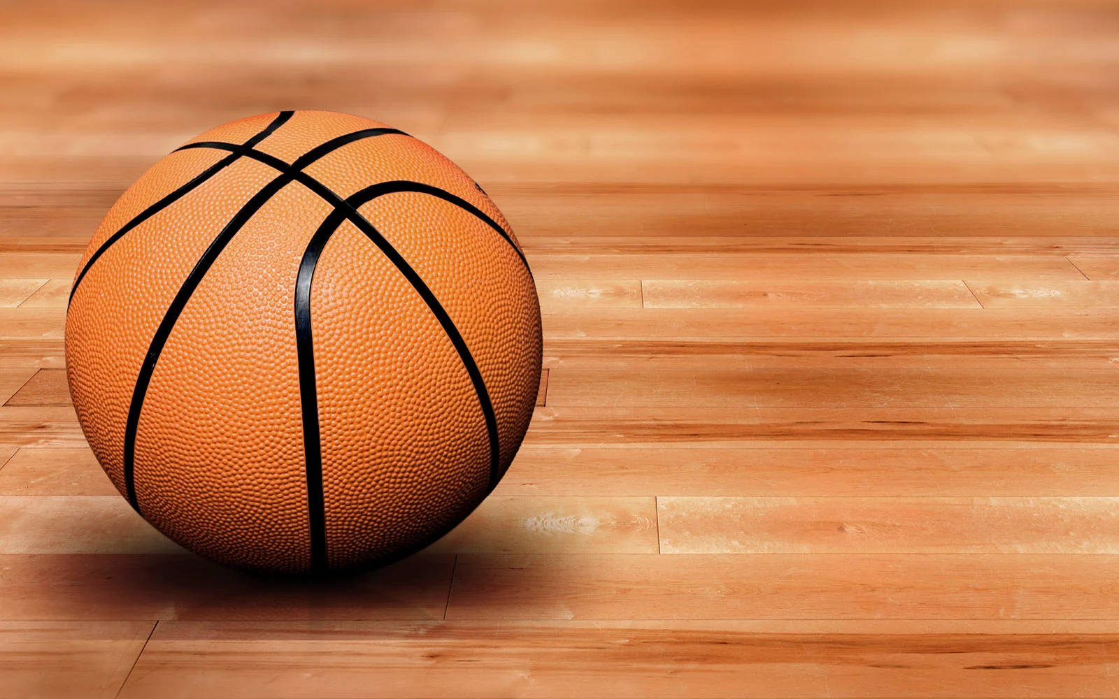 Hd Basketball Ball On Wooden Floor Background