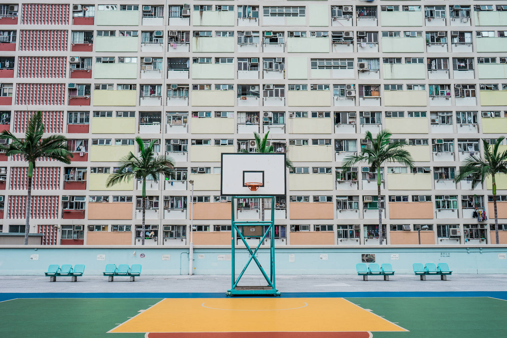 Hd Basketball Court In A Condominium Background