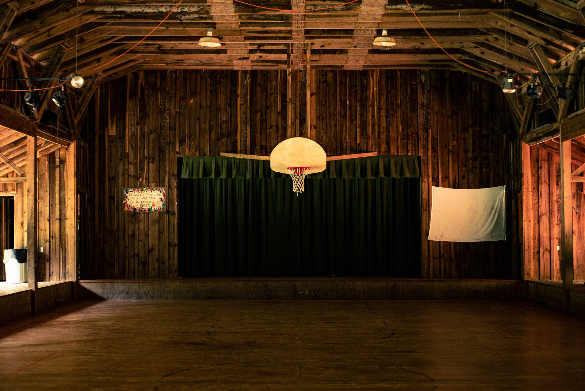 Hd Basketball In Wooden House Background