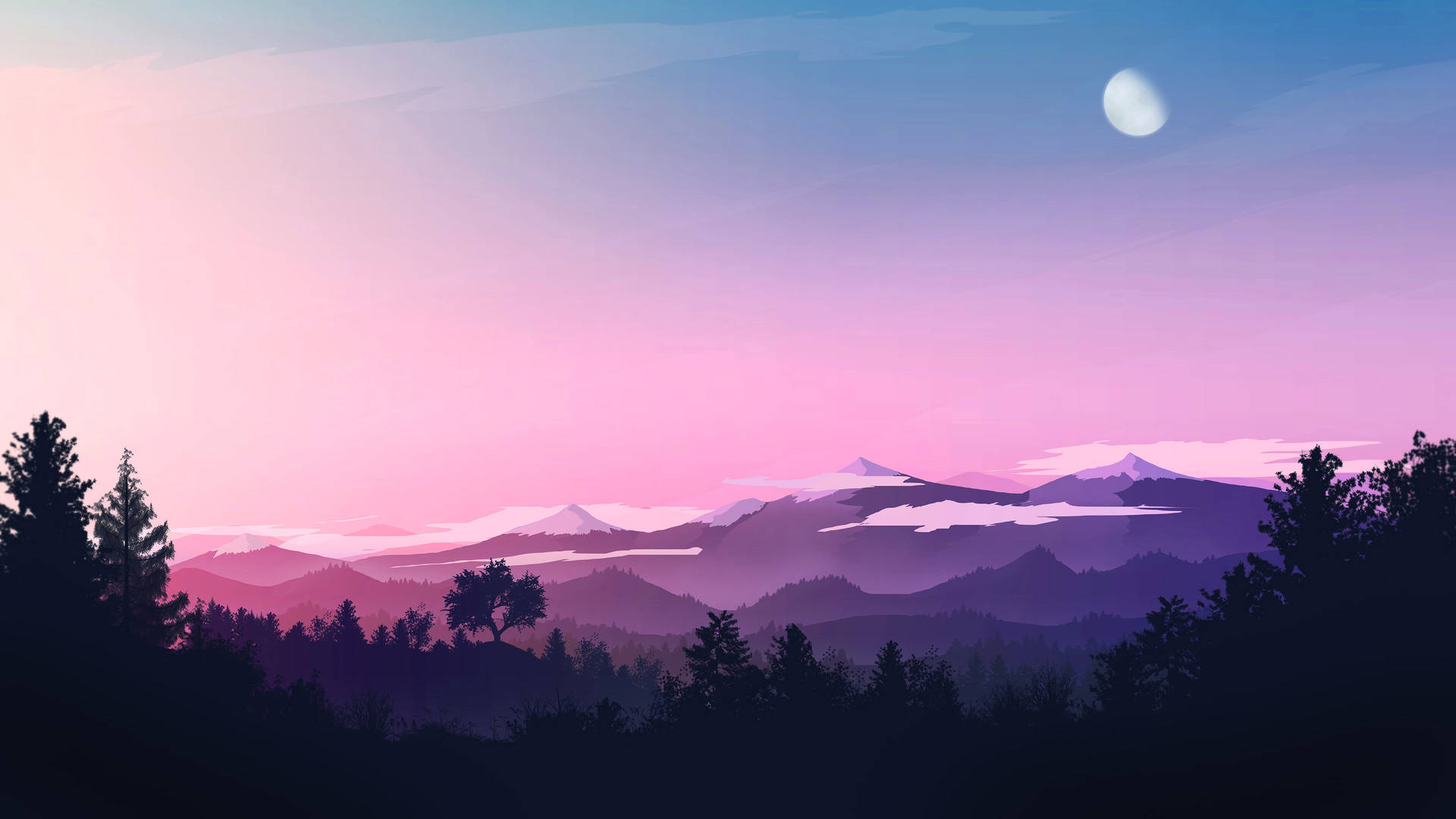 Hd Design Of Purple Mountain View Background