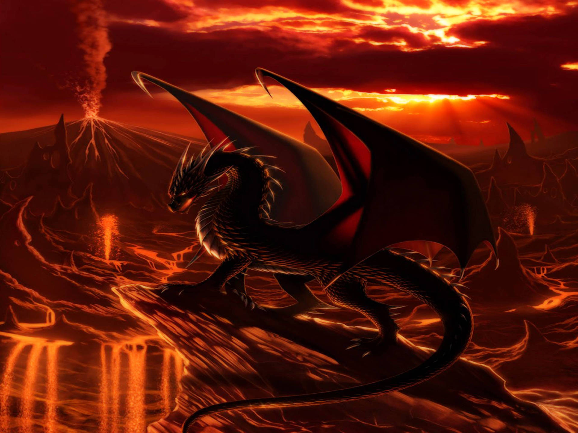 Hd Dragon Erupting Volcano Background