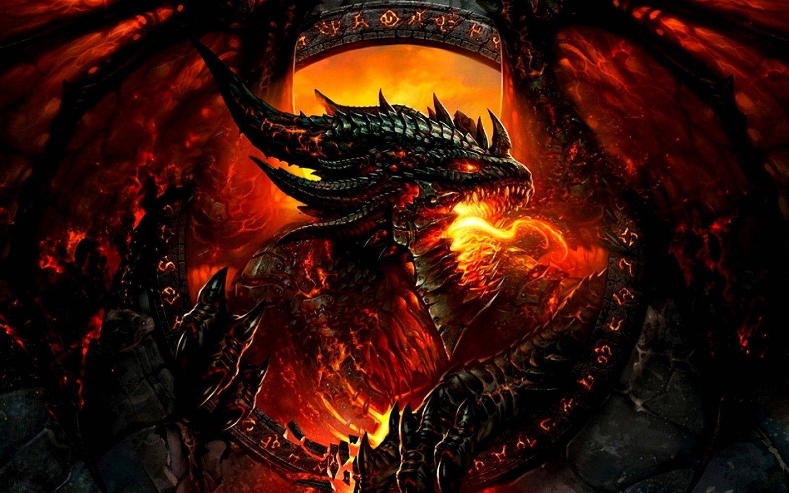 Hd Dragon Fiery Hell Background
