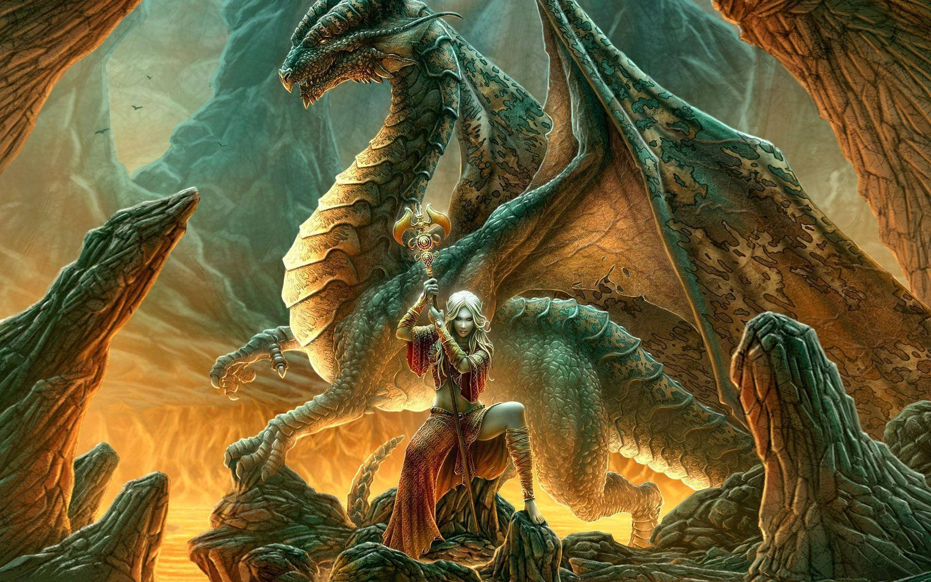 Hd Dragon Woman Background