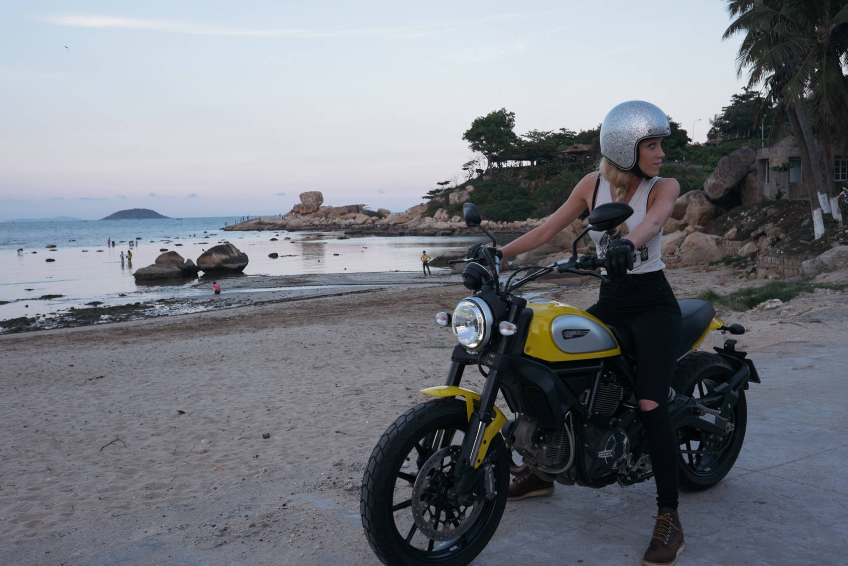 Hd Girl And Ducati Scrambler Background