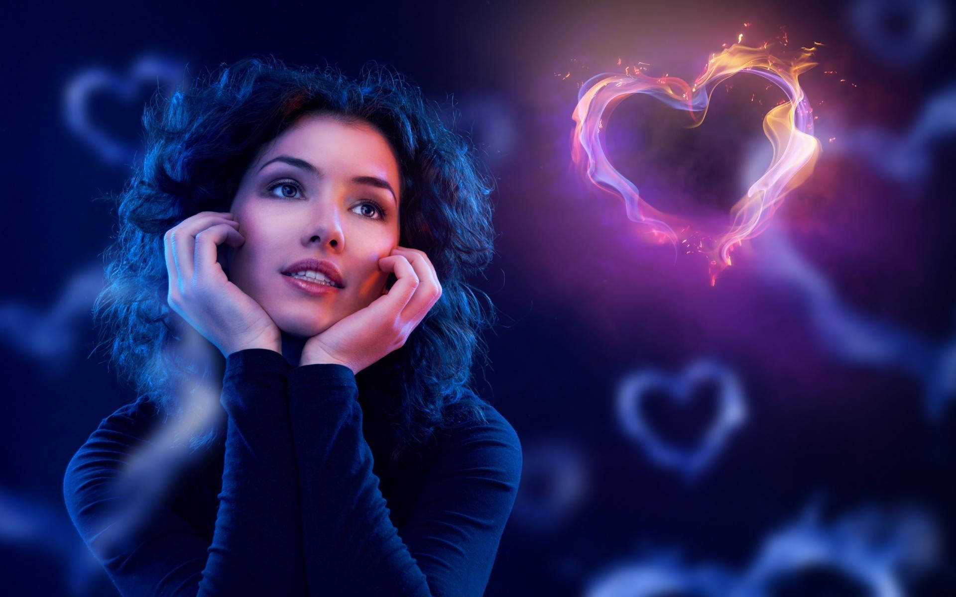 Hd Girl Fiery Heart Background