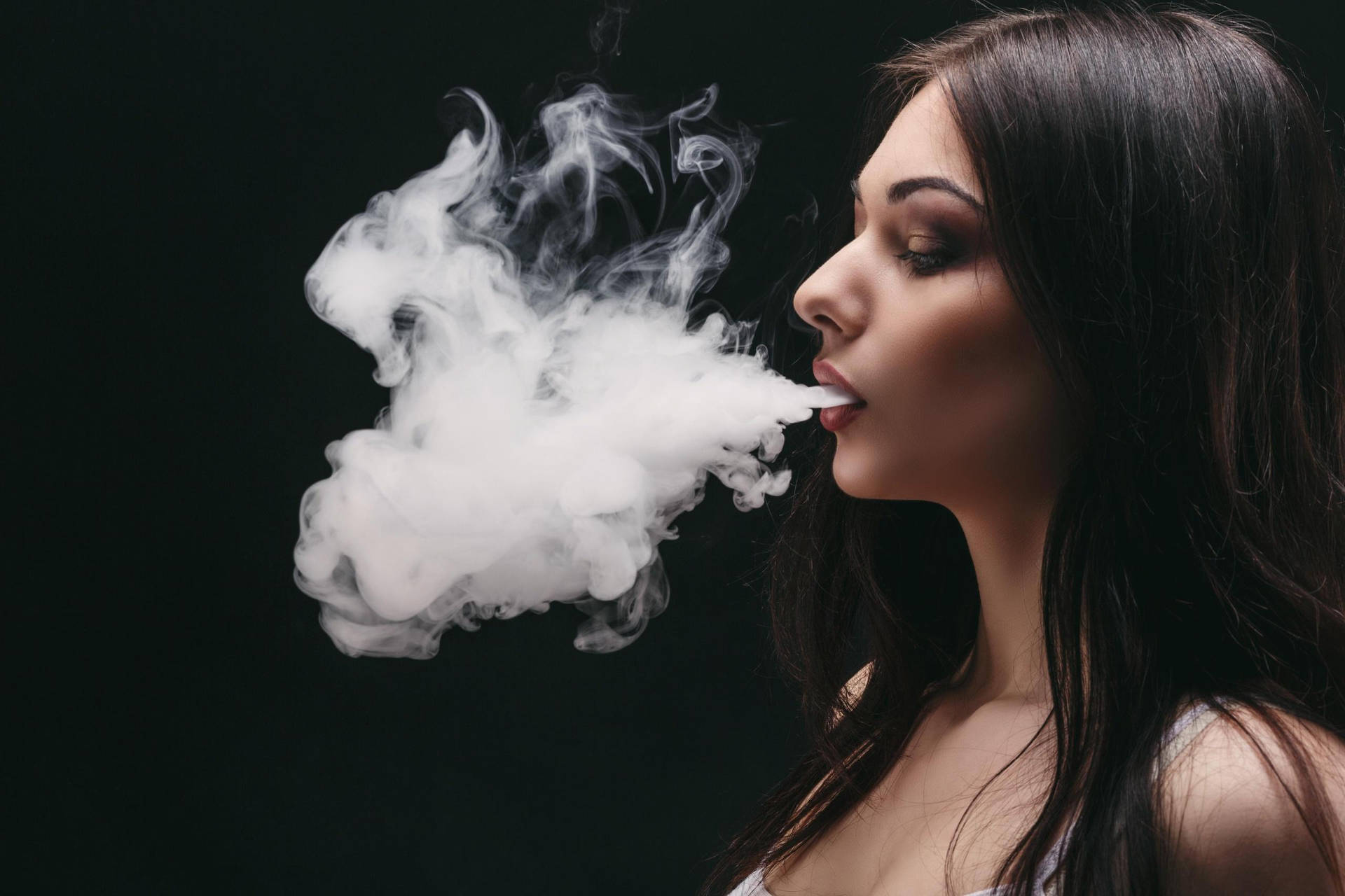 Hd Girl Vaping Smoke Background