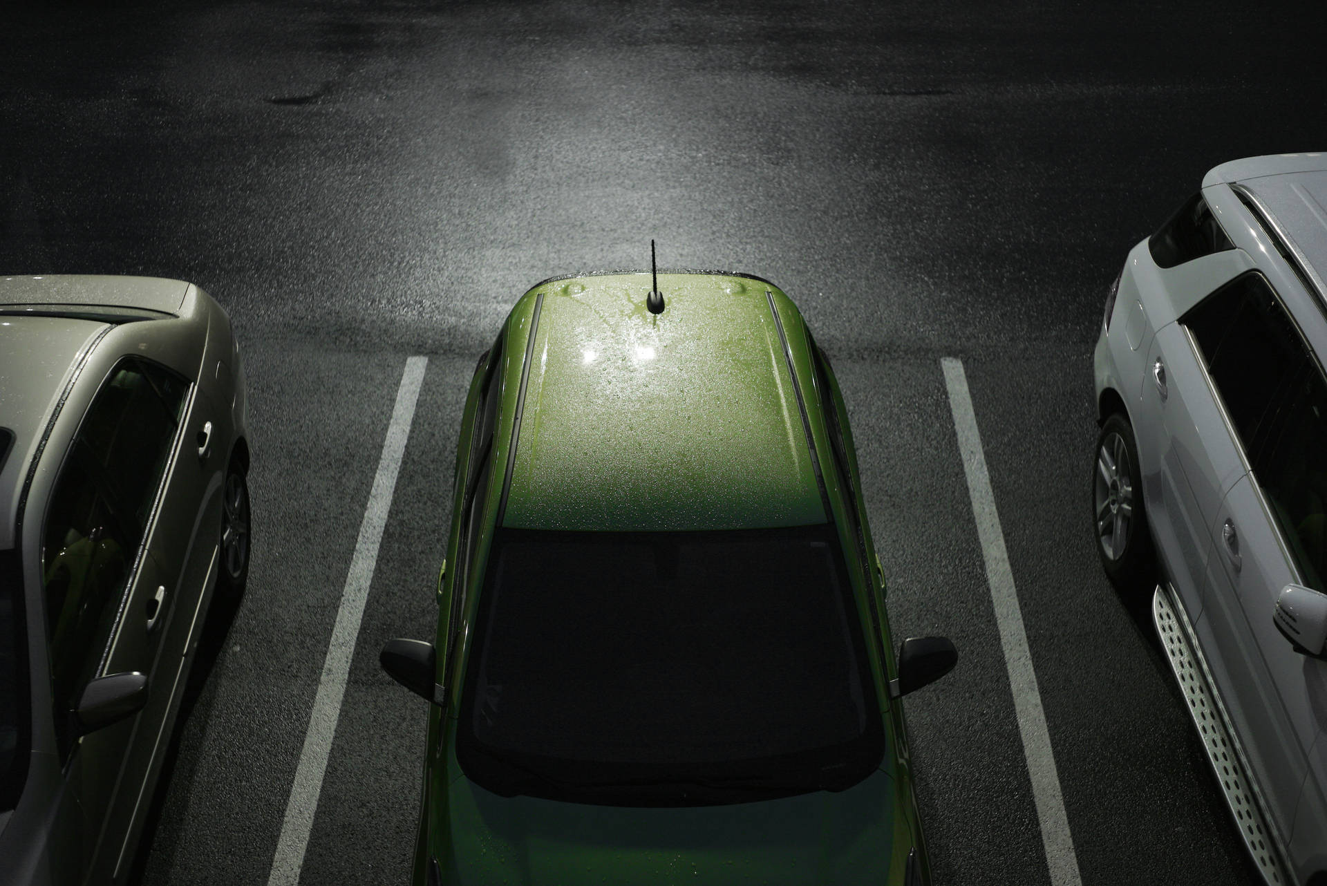 Hd Green Car Parked In Parking Lot Background