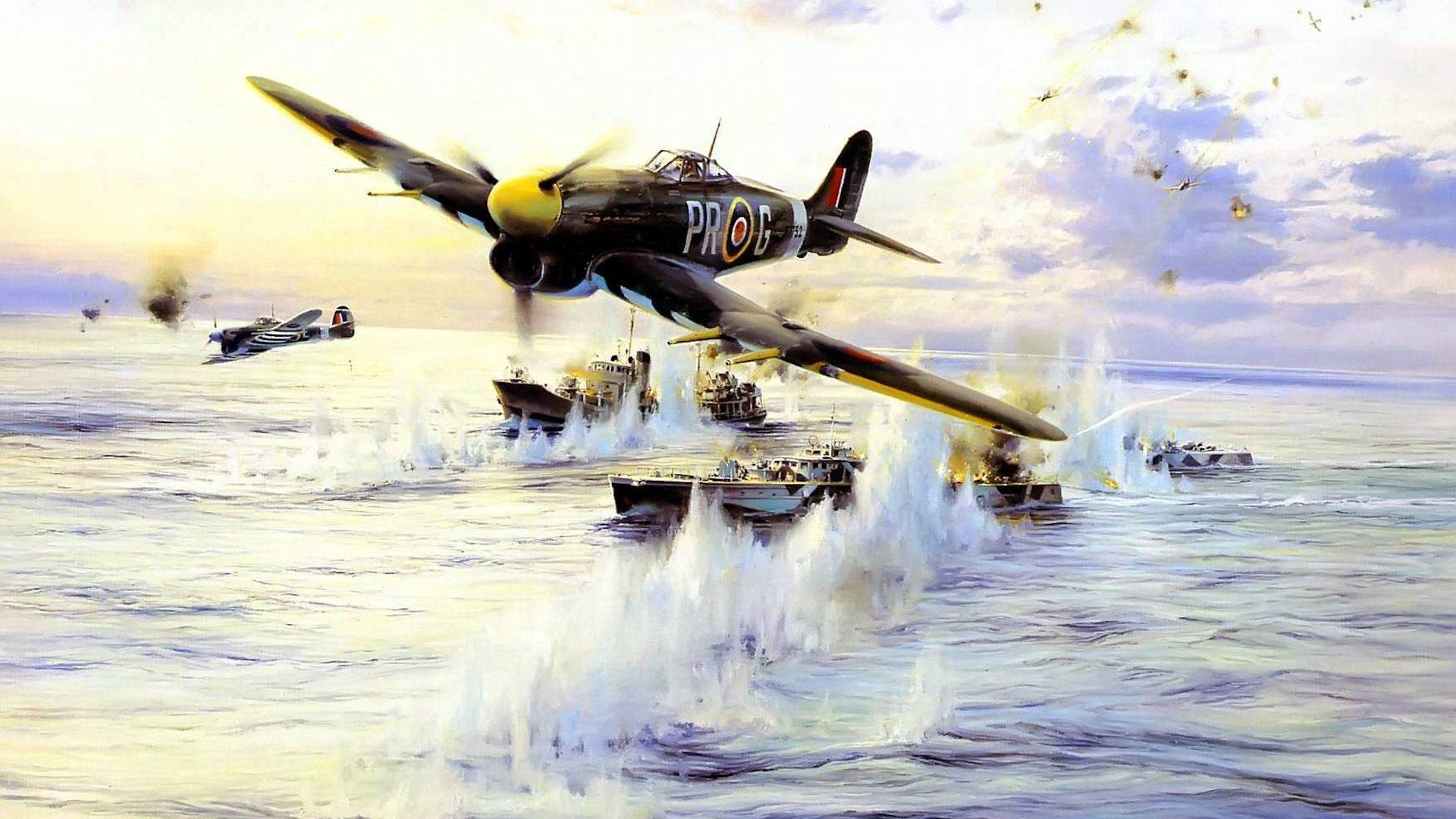 Hd Military Plane Bombing Ships Background