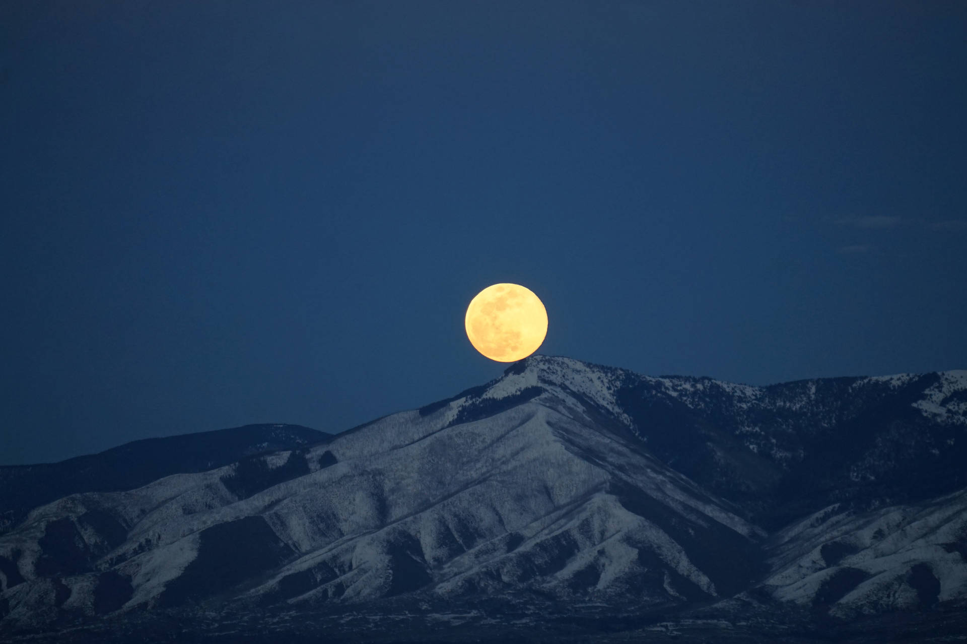 Hd Moon Above Snowy Mountains Background