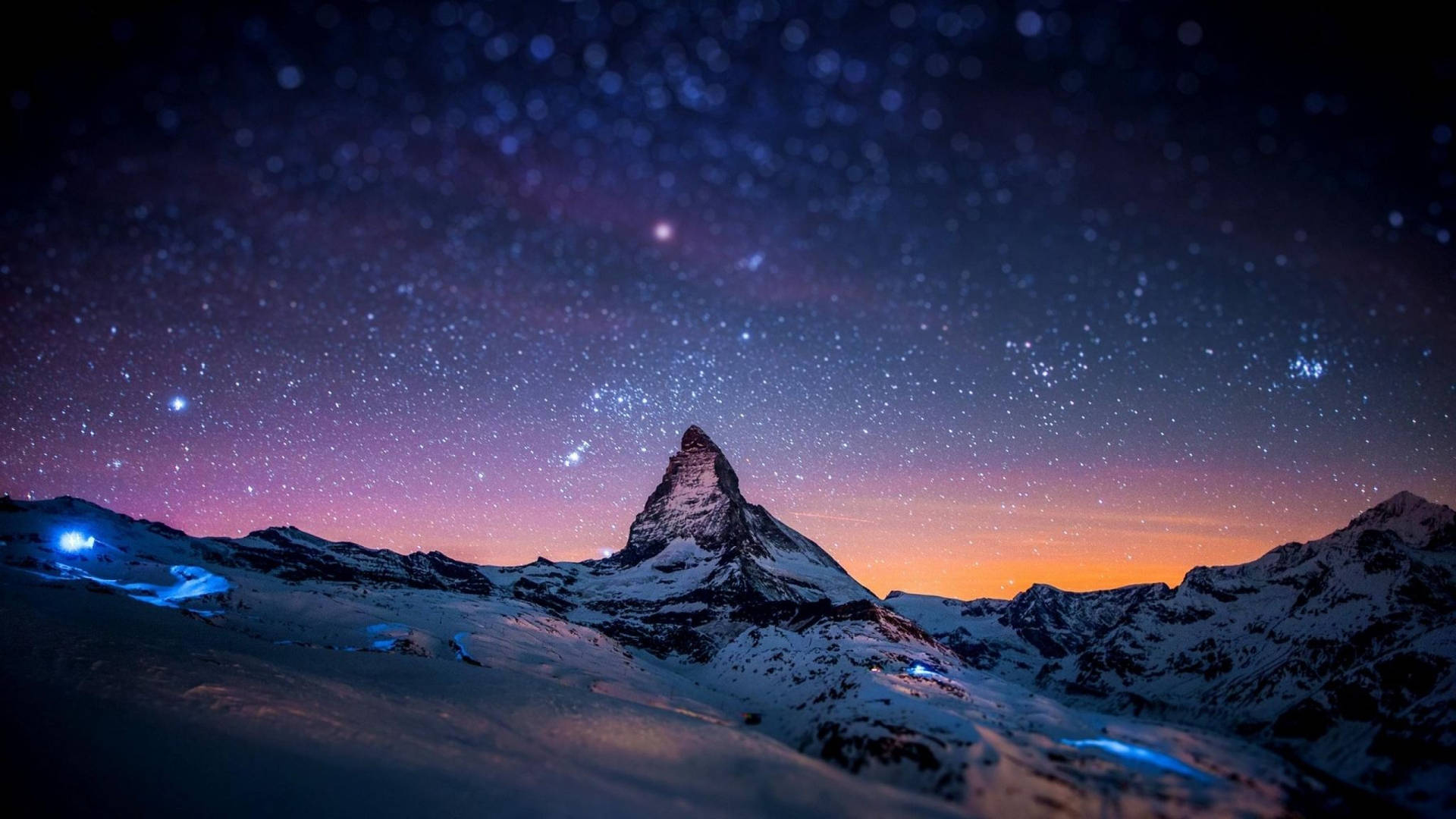 Hd Mountain And Stars Computer Display Background