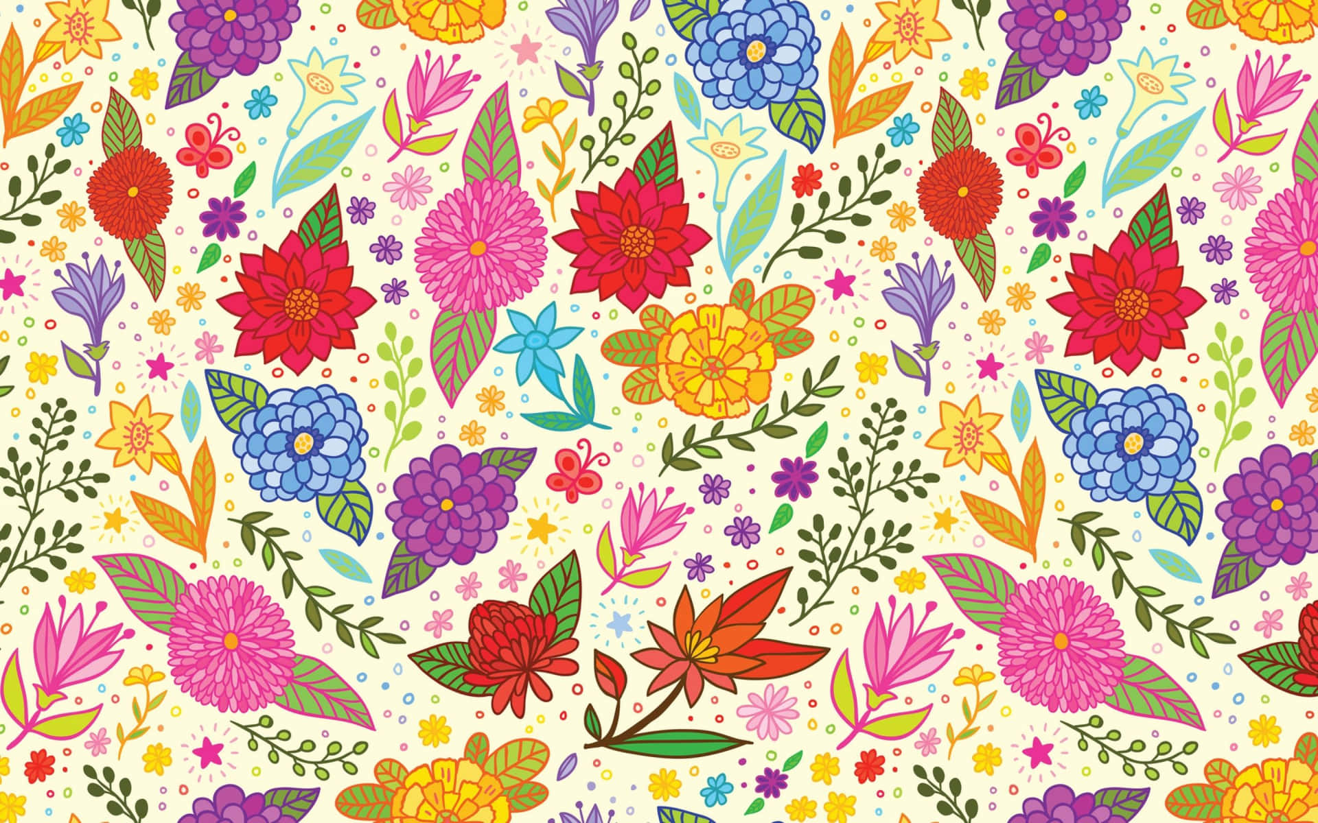 Hd Pattern Flowers And Stars Background