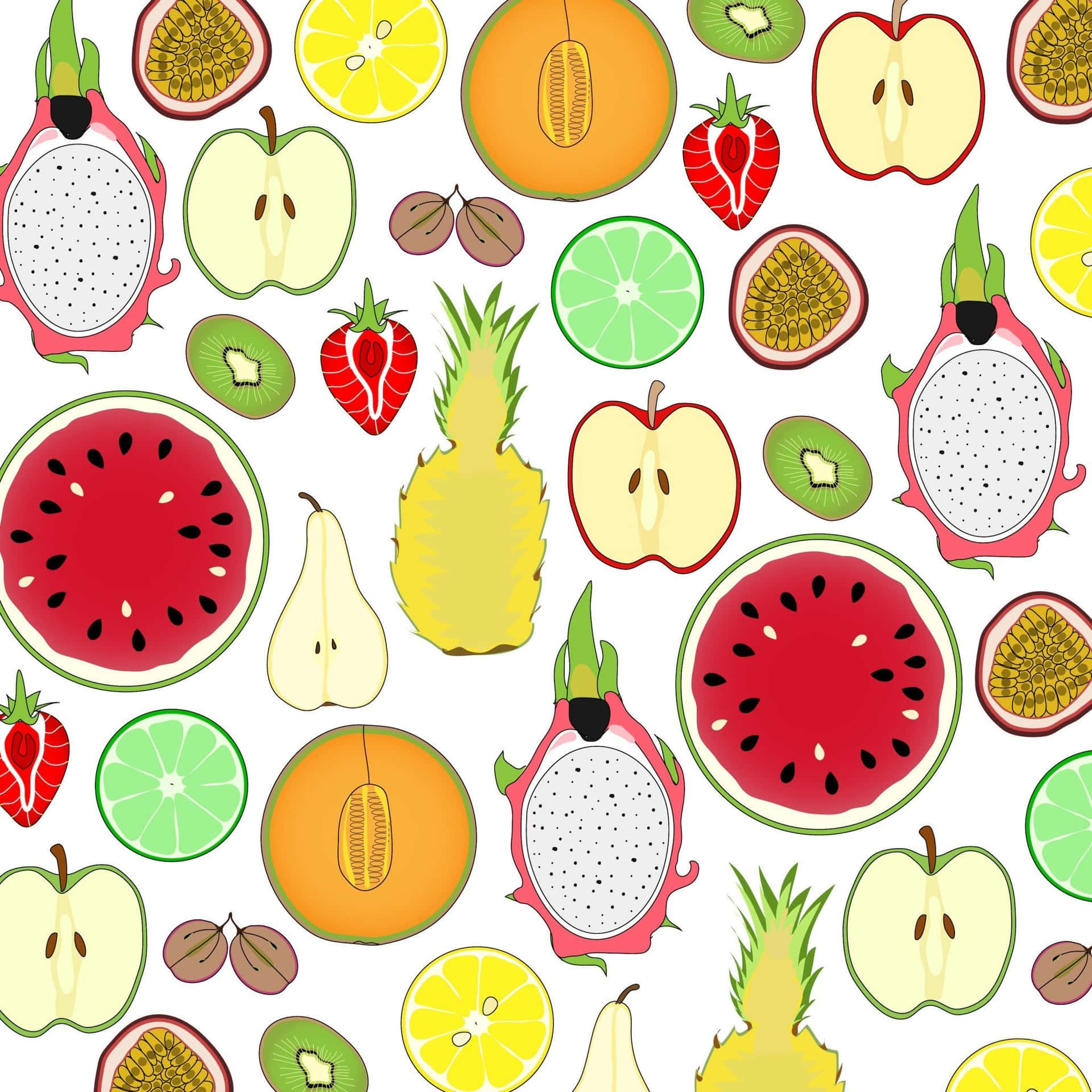 Hd Pattern Halved Tropical Fruits Background