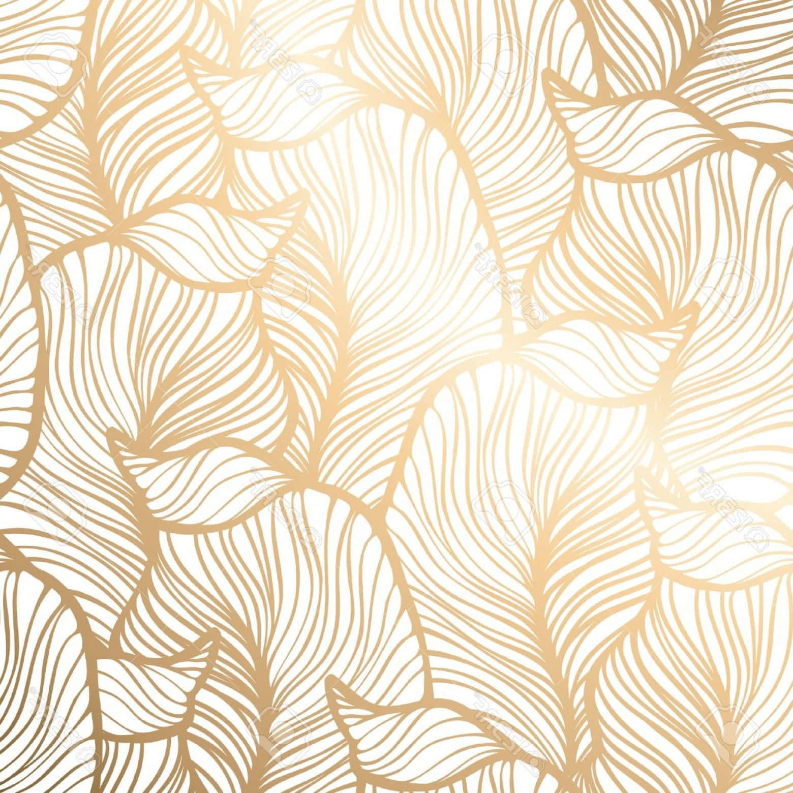 Hd Pattern White Gold Leaves Background