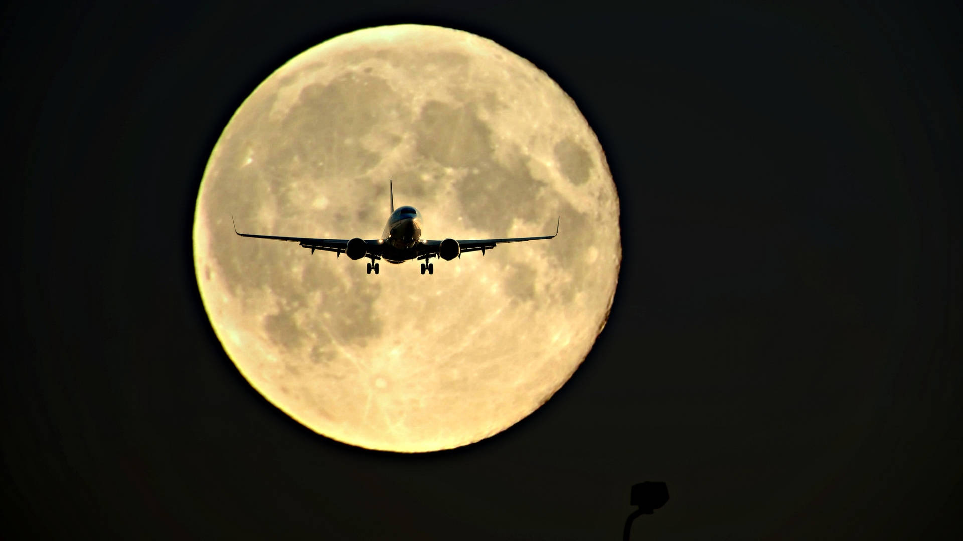 Hd Plane Flying Full Moon Background