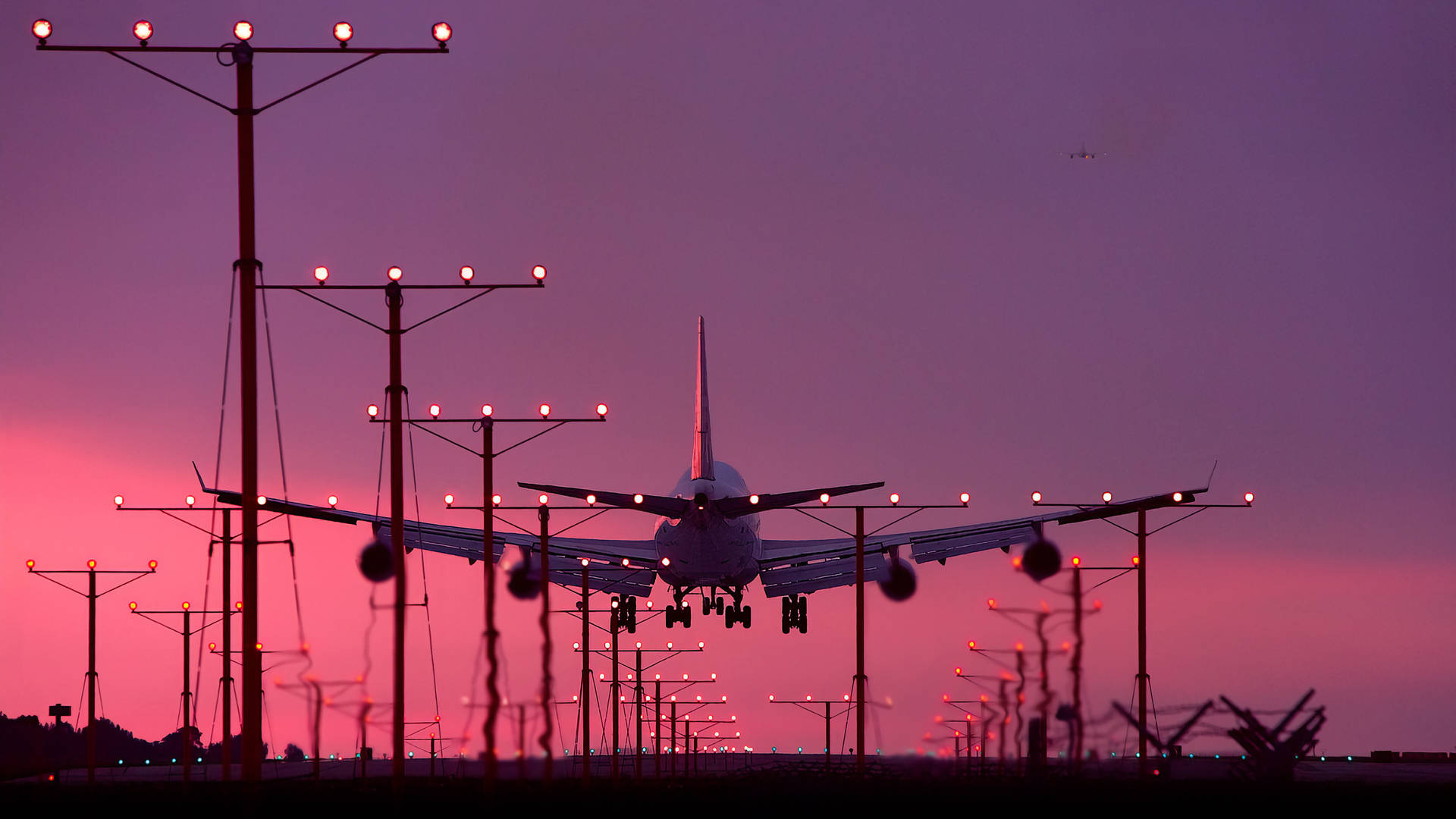 Hd Plane Landing Sunset Background