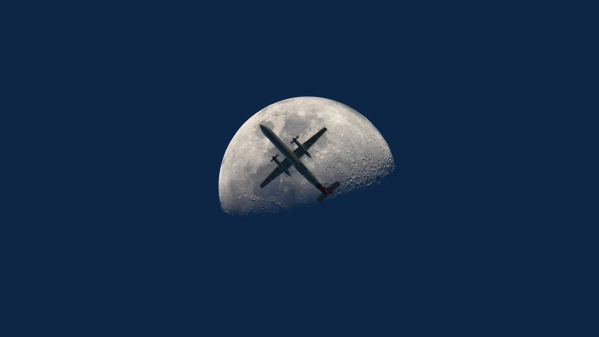 Hd Plane Over Moon Background