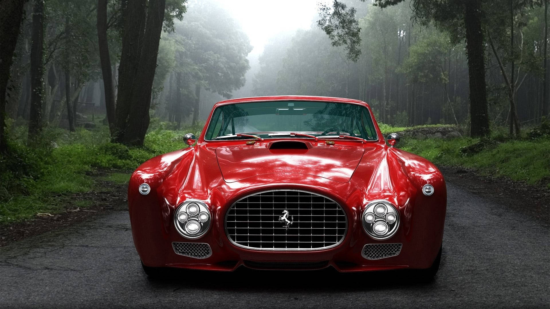 Hd Red Car In Forest Background