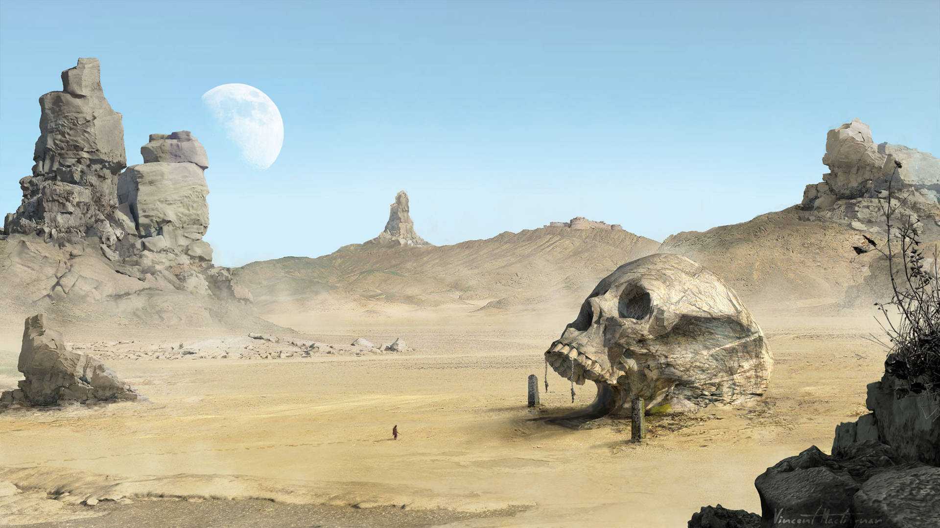 Hd Skull In A Desert Background