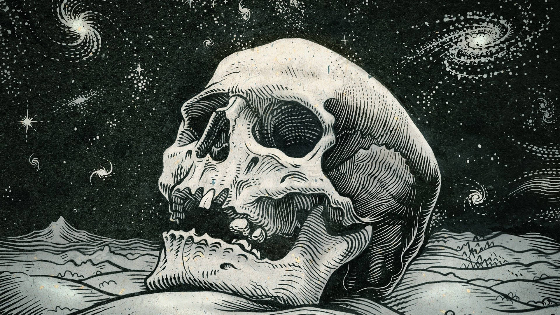 Hd Skull With Nebulas Art Background