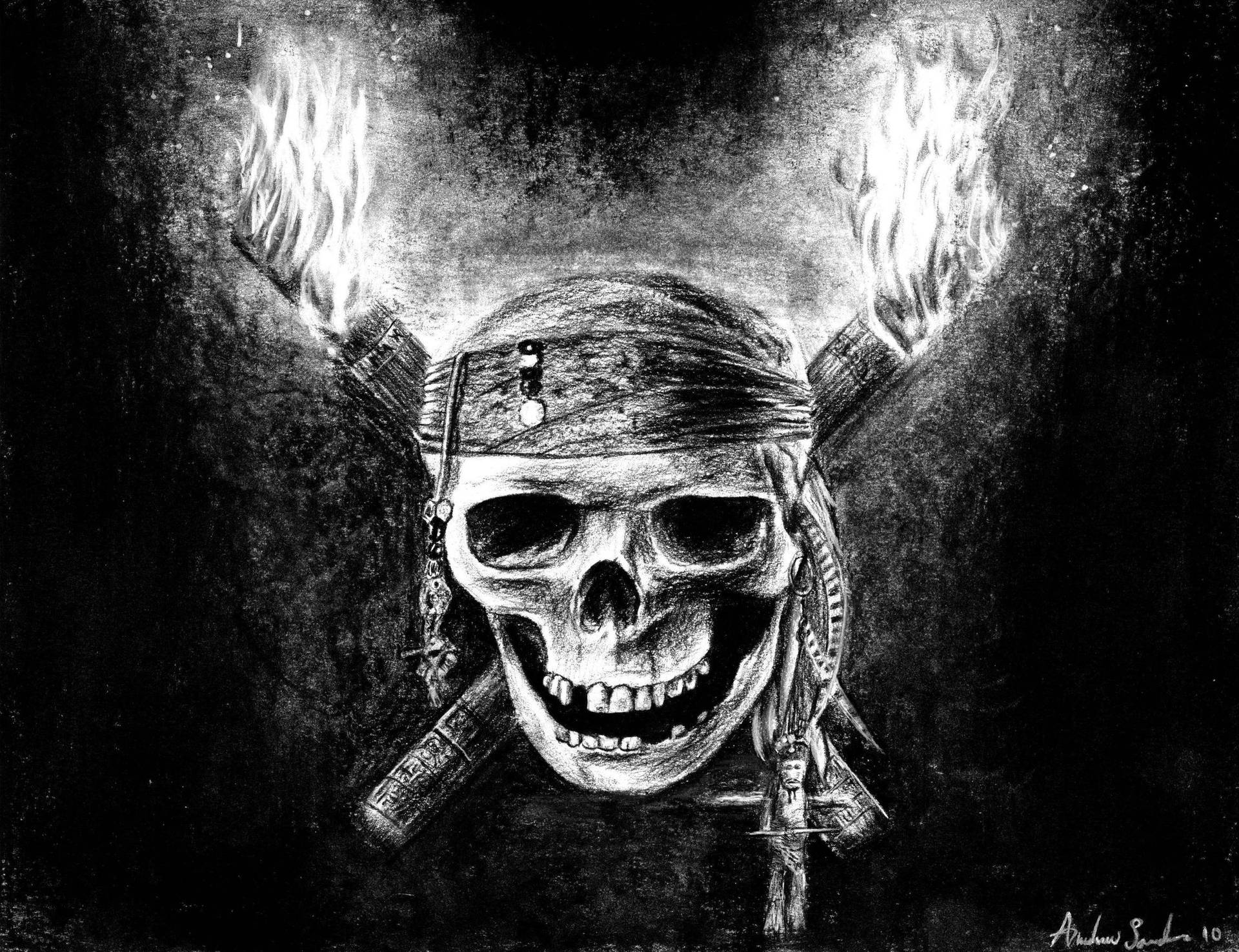 Hd Skull With Pirate Bandana Background