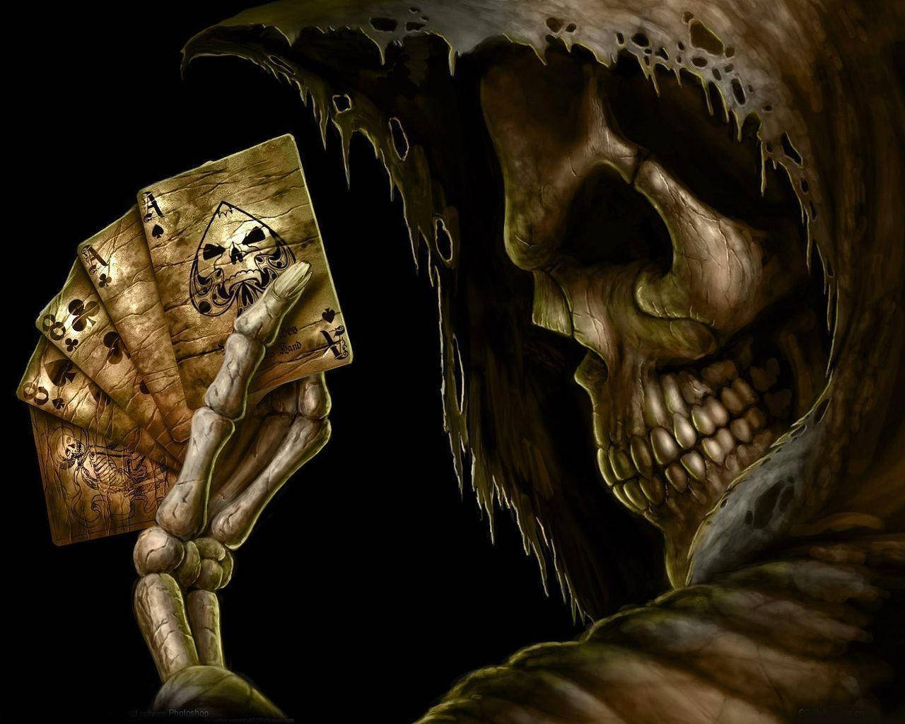 Hd Skull With Playing Cards Background