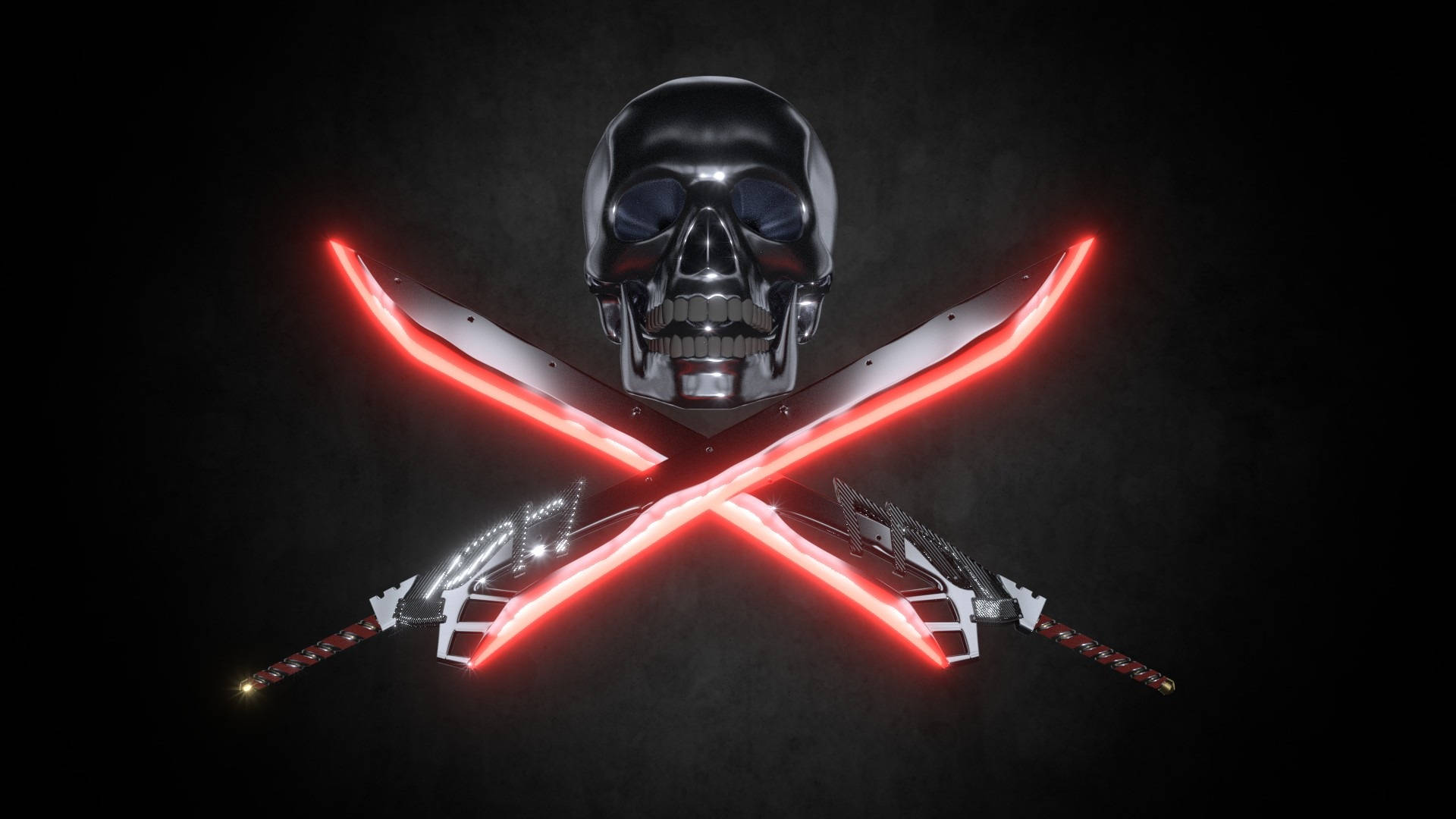 Hd Skull With Red Swords Background
