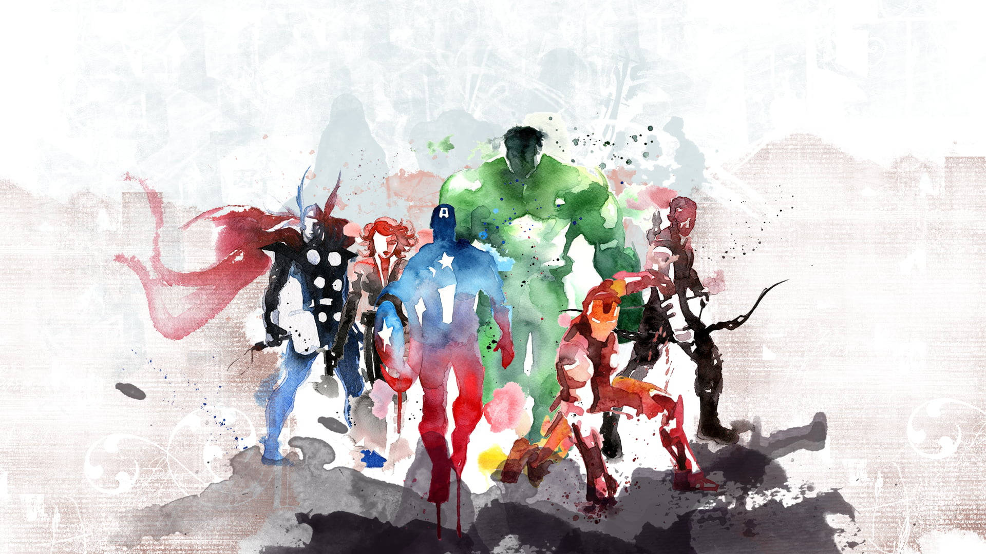 Hd Superhero Avengers Watercolor Art Background