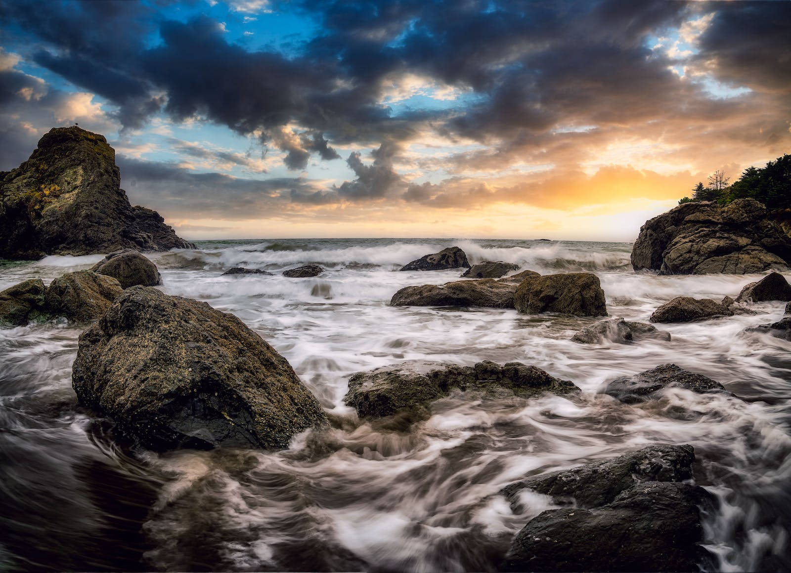 Hd Water Flowing Over Rocks Background