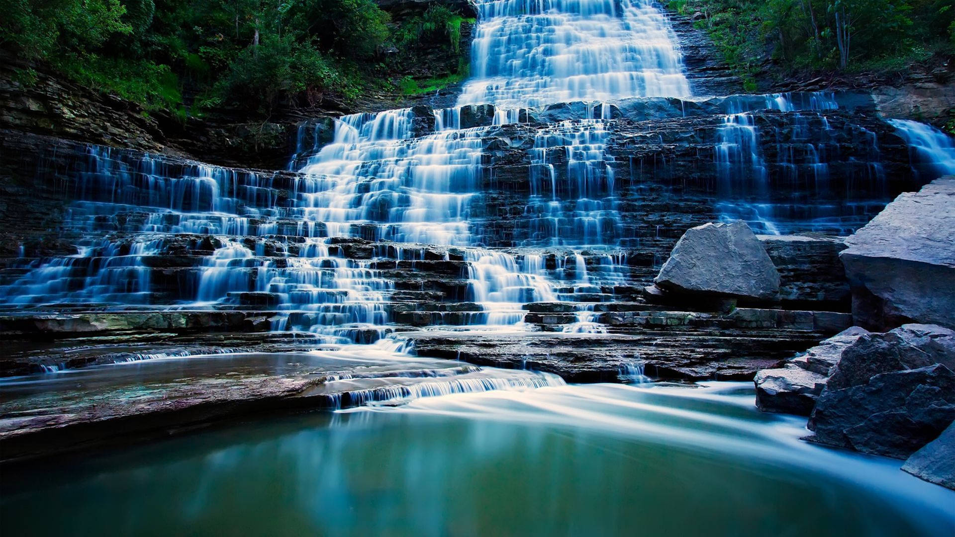 Hd Waterfall Of Picturesque Albion Falls