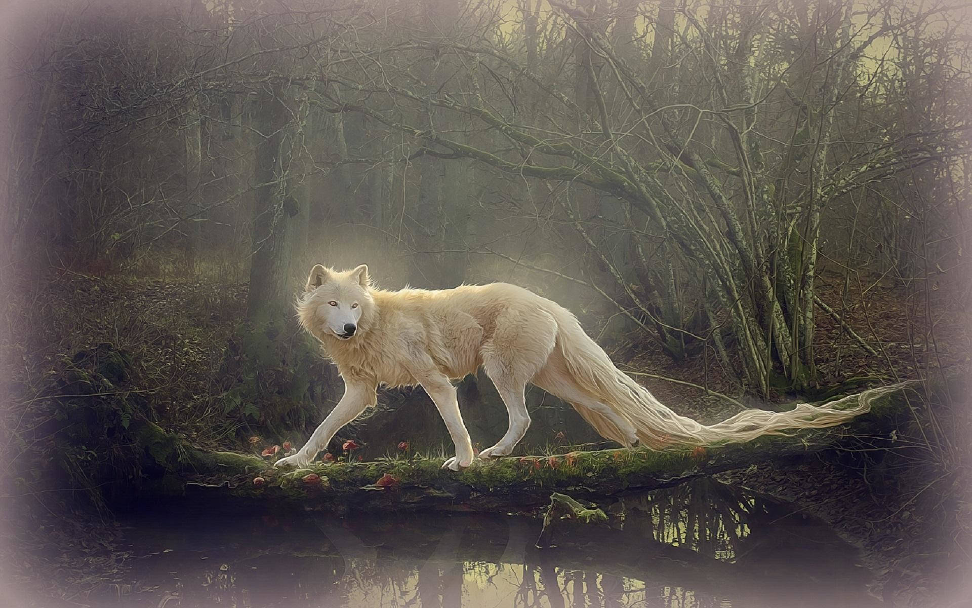 Hd Wolf Long Tail Ethereal Background