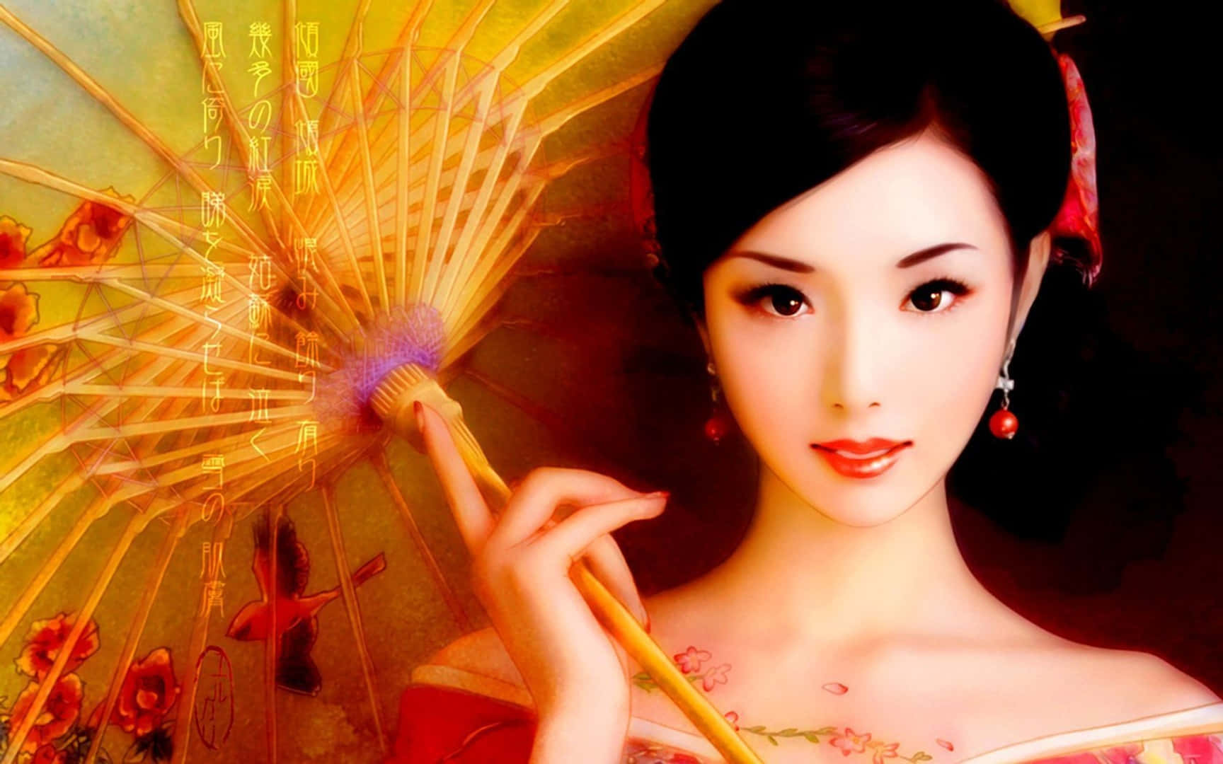 Hd Women In Kimono Background