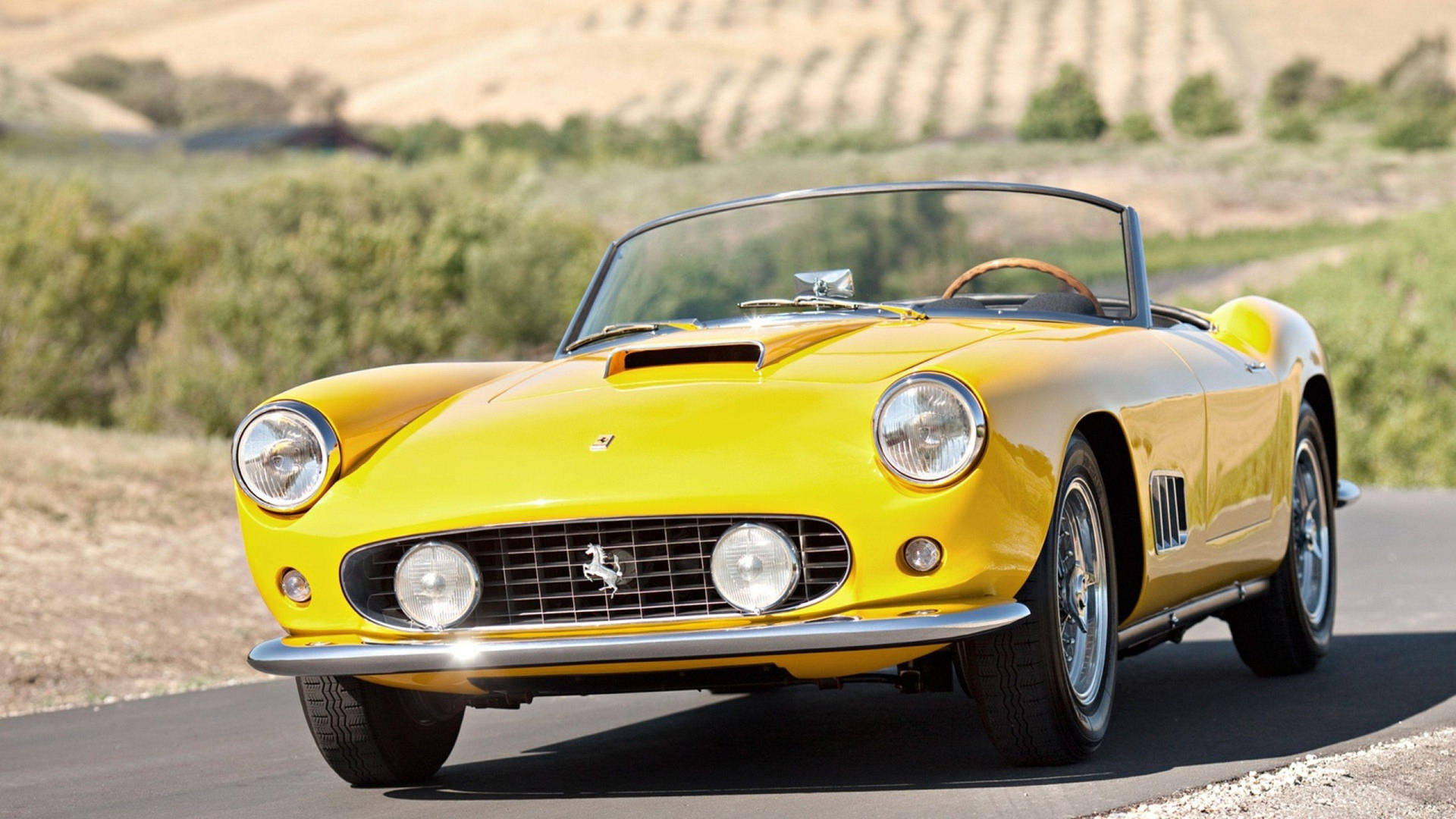 Hd Yellow Ferrari Car On Road